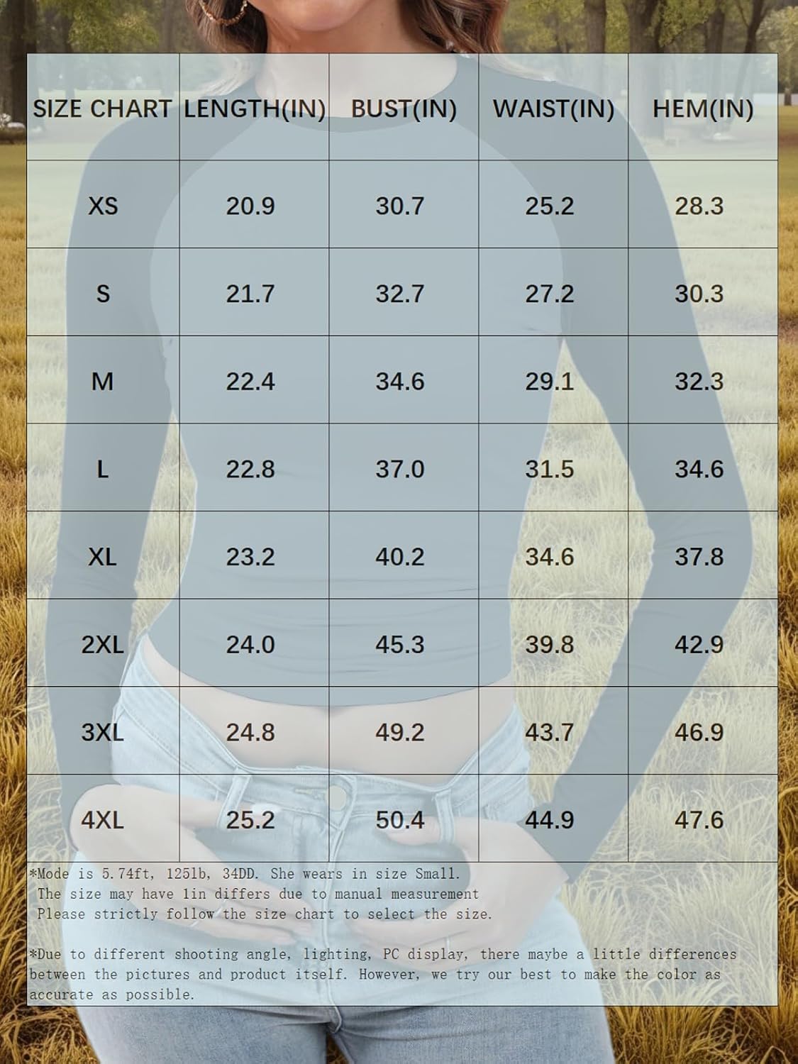 Abardsion Women's Long Sleeve Shirts Y2K Slim Fit Stretchy Slightly Crop Tops - Image 4