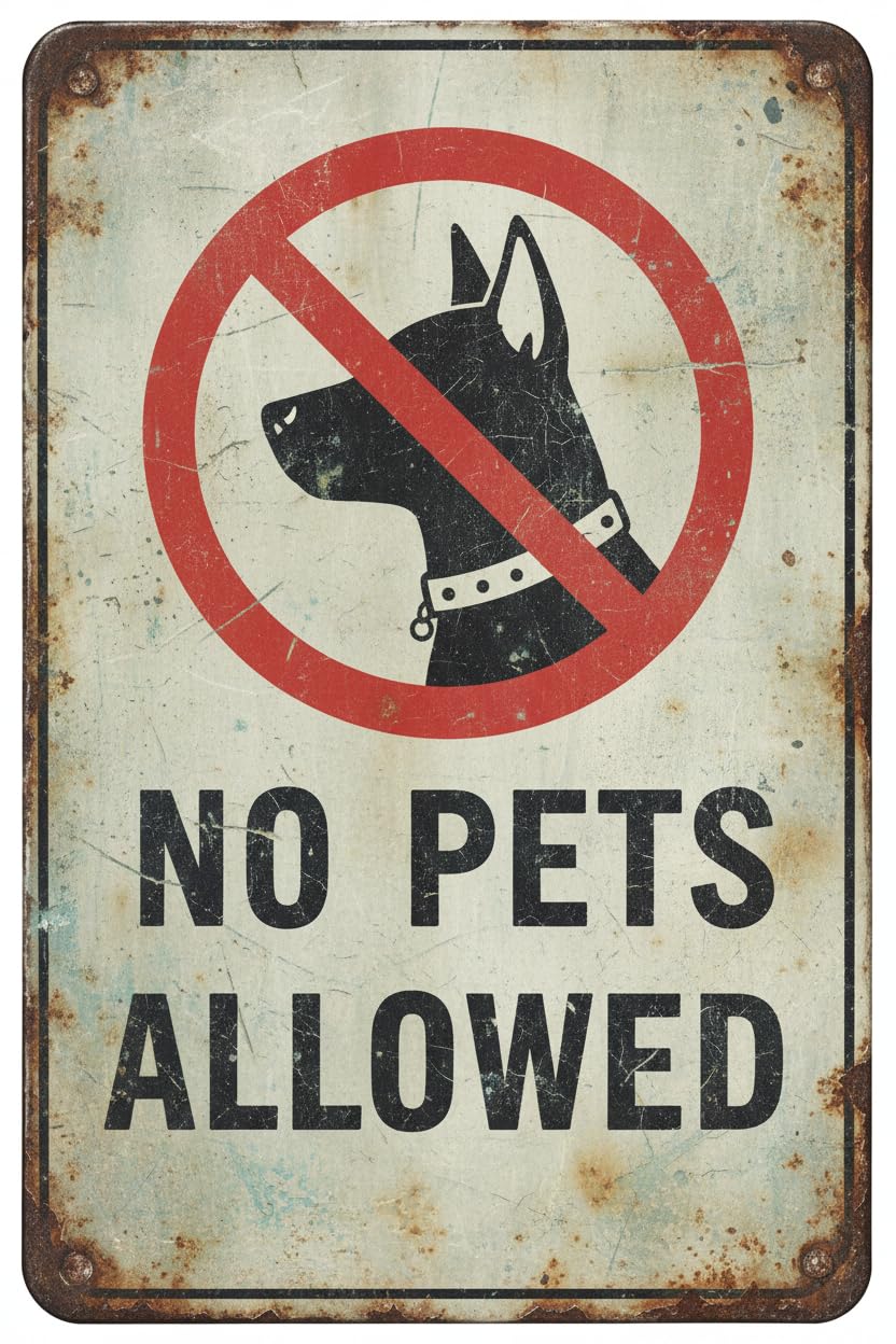 Wall Decor No Pets Allowed - School Sign Metal Sign 8 X 12 Inches Clear Signage For S, Fences Vintage Signs Aluminum Plates Printed