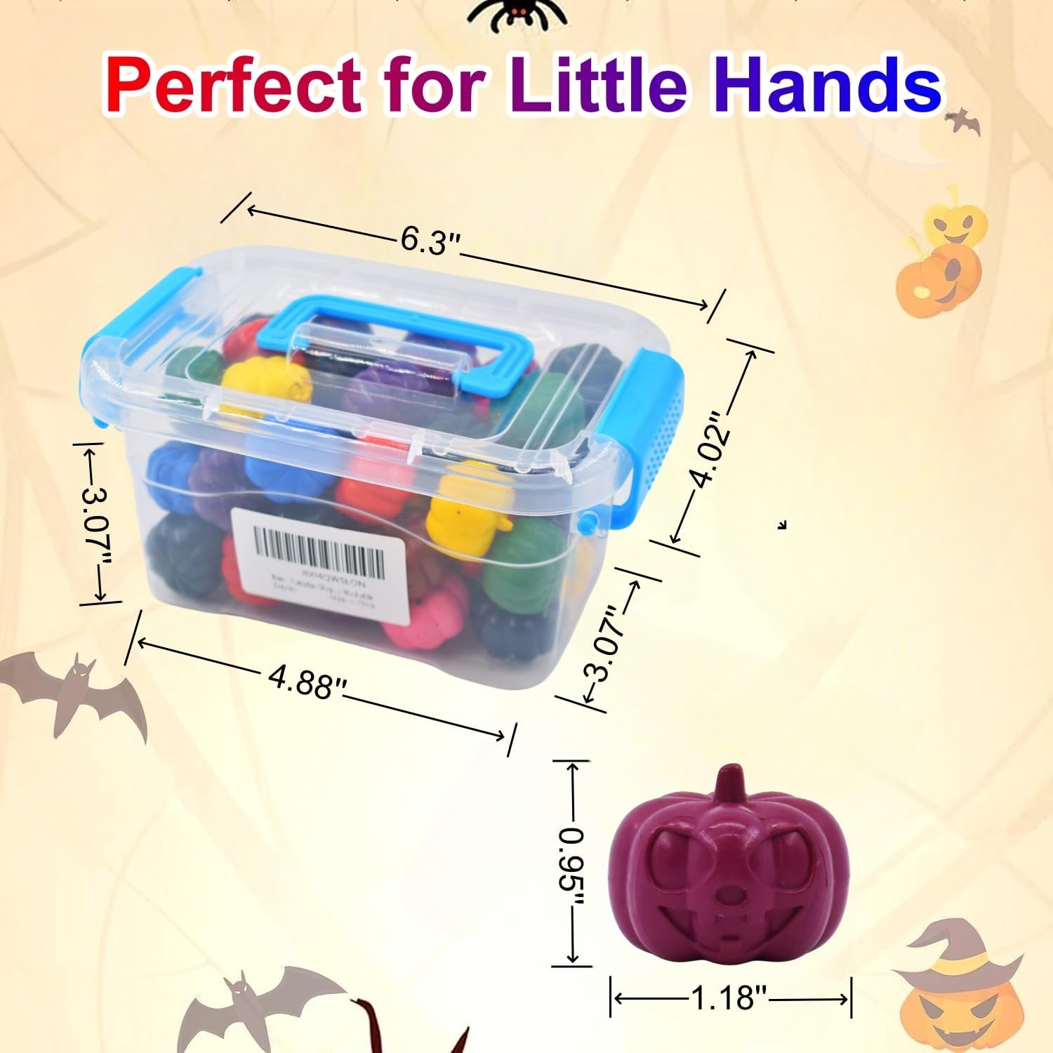 24 Count Halloween Pumpkin Kids Crayons, 12 Colors Non Toxic Washable Crayons for Kids, Pumpkin-shaped for Little Hands, Halloween Goodie Bags Stuffers Party Favors Gifts