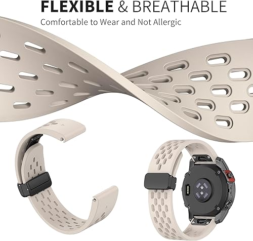 Miniatura 6 de Abanen Correa de reloj de silicona Air-holes para Garmin epix Pro de 1.850 in  Fenix 7  Fenix 6  Fenix 5, ajuste rápido 0.866 in correa deportiva