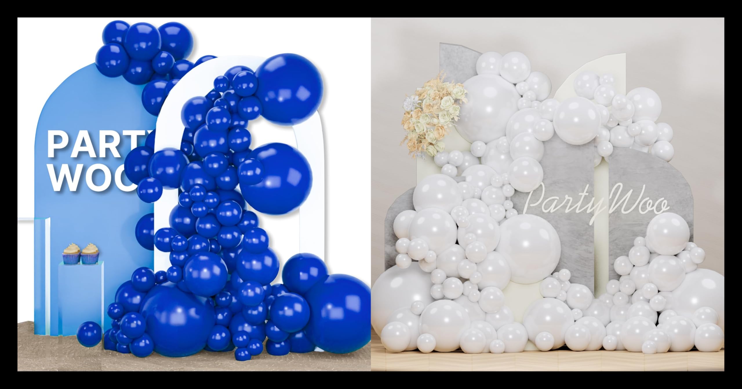 PartyWoo Royal Blue Balloons 155 pcs and PartyWoo Pearl White Balloons 155 pcs