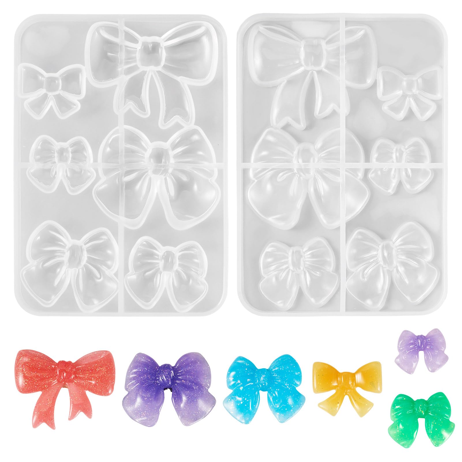 Bestewelry 2 pcs Bowknot Silicone Molds Bows 3D Making UV Resin Mould Cute Butterfly Silicone Jewellery Making Casting Molds for Epoxy DIY Making Crafts — image 1