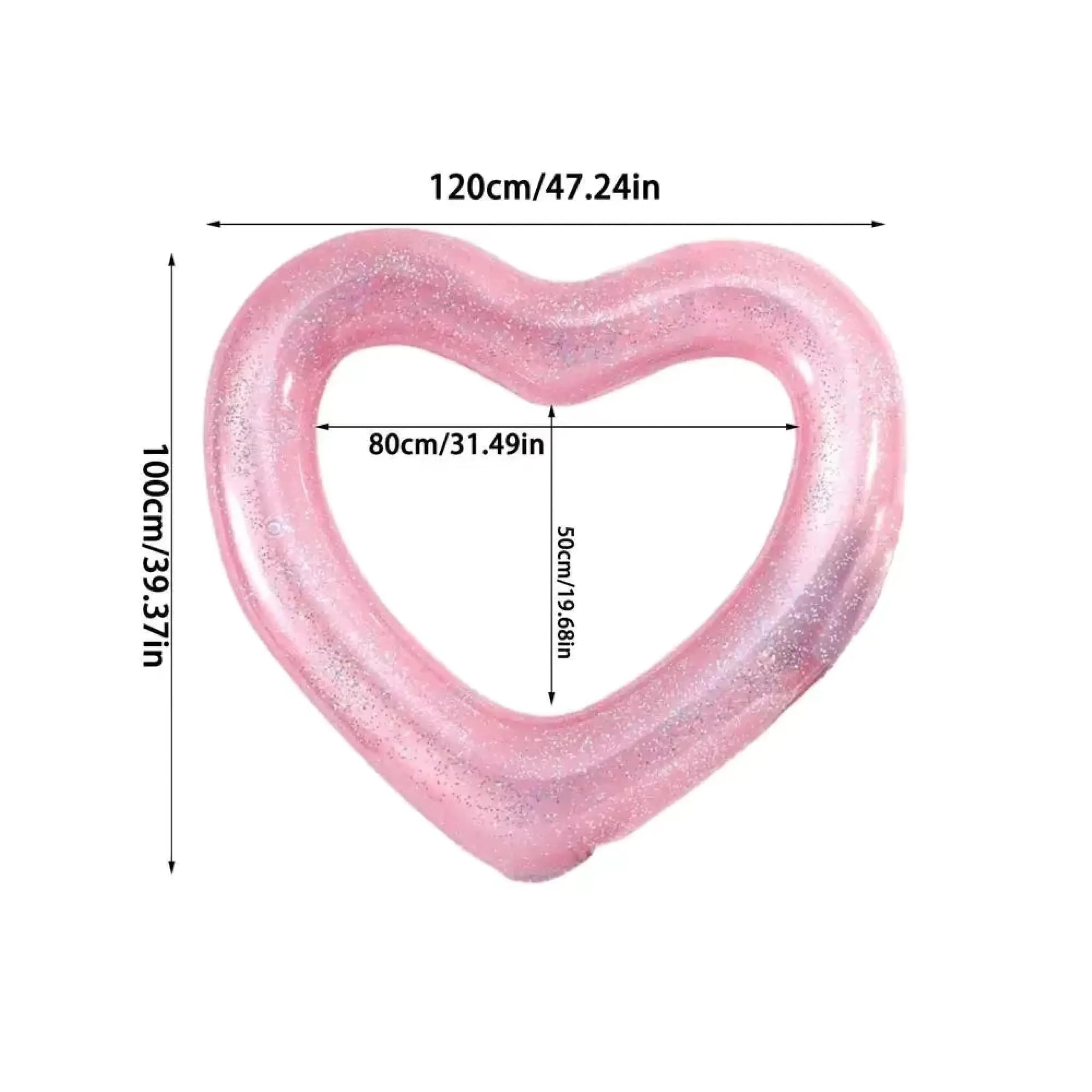 Aufblasbarer Herz Schwimmreifen Pink Glitzer Rot 80 cm oder 120 cm Badeinsel für Pool und Strand