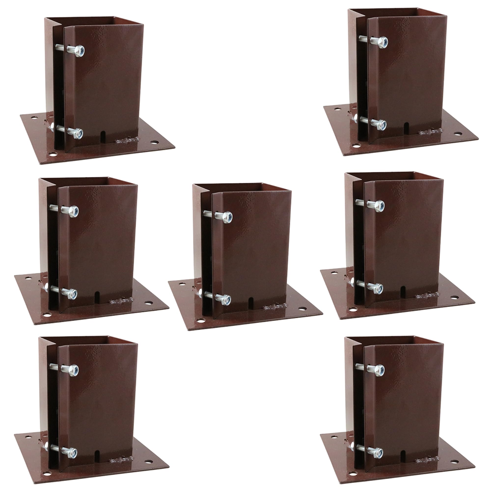 [FIXINGS DIRECT] 75x75mm Bolt Down Post Shoe Fence Post Holder Heavy Duty Red Oxide Dual Coat Weather Protection Decking Bases, Post Anchor, Pergolas, Carports 4"x4" (7 Pack (75x75mm))