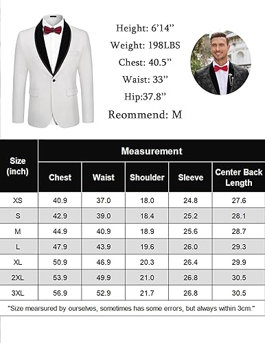 Miniatura 6 de COOFANDY Men's Floral Tuxedo Jacket Shawl Lapel One Button Velvet Suit Jacket Dinner Prom Party Wedding Blazer