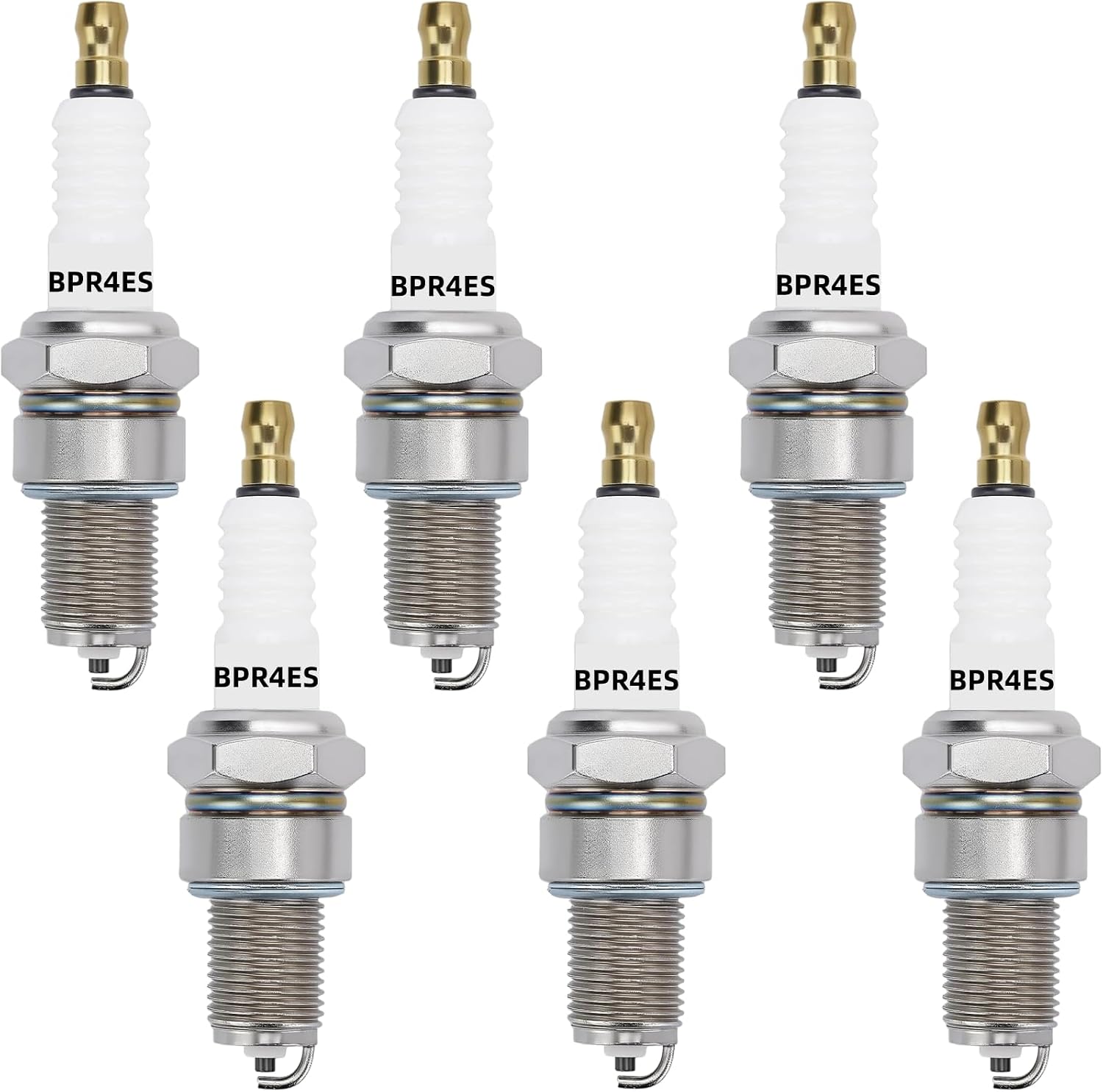 6 Pcs BPR4ES Spark Plug Fits for NGK 7222 6578 John Deere M805853 Kawasaki 92070-7004 92070-2112 FR691V FR730V FR651V Honda 98079-54846 Torch F4RTC