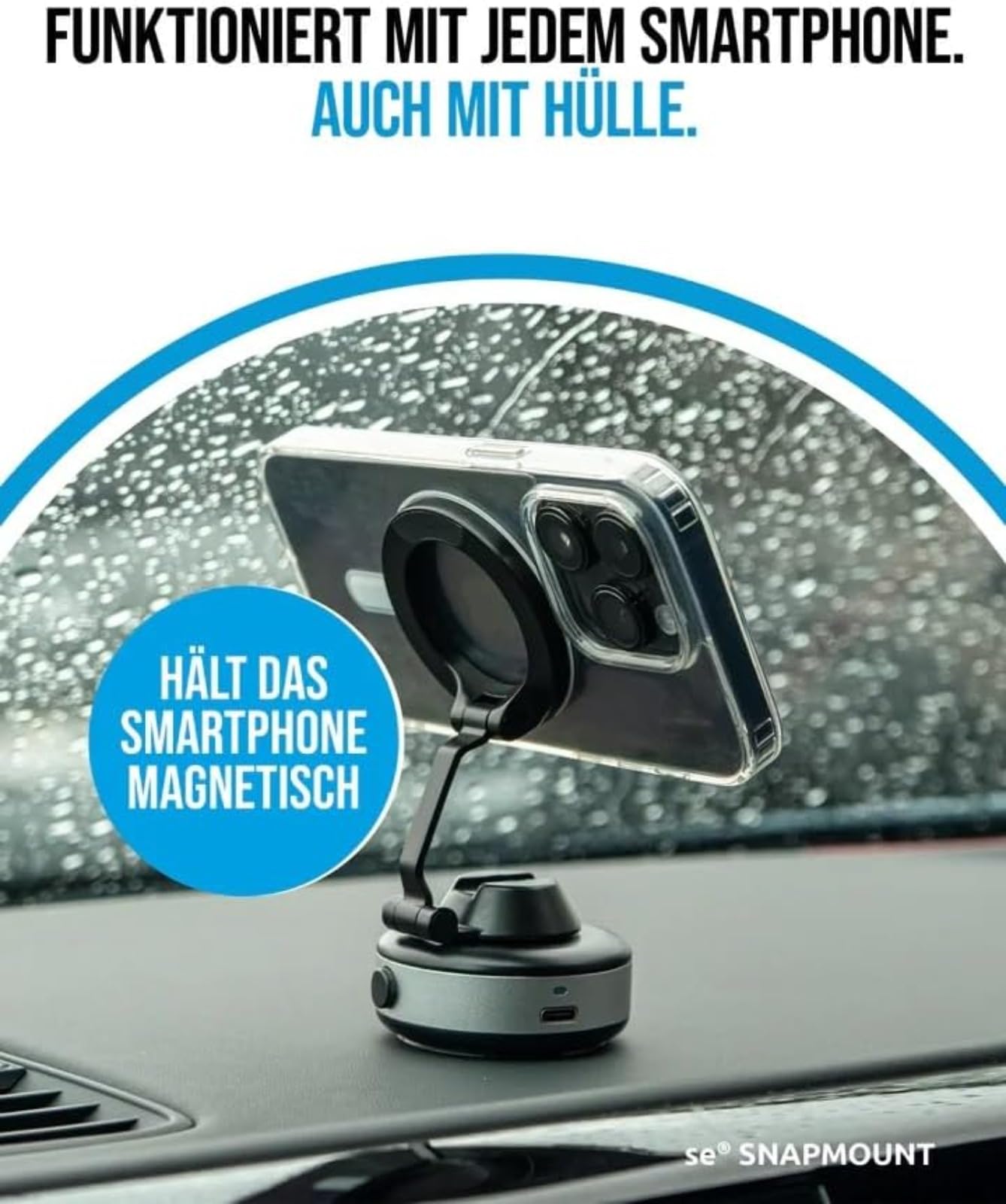 Snapmount Handy Halterung Elektrisch – Se SNAPMOUNT Original, Vakuum Magnetisch Auto Halterung 360° Drehbar, Anti-Vibration (Silberx2)