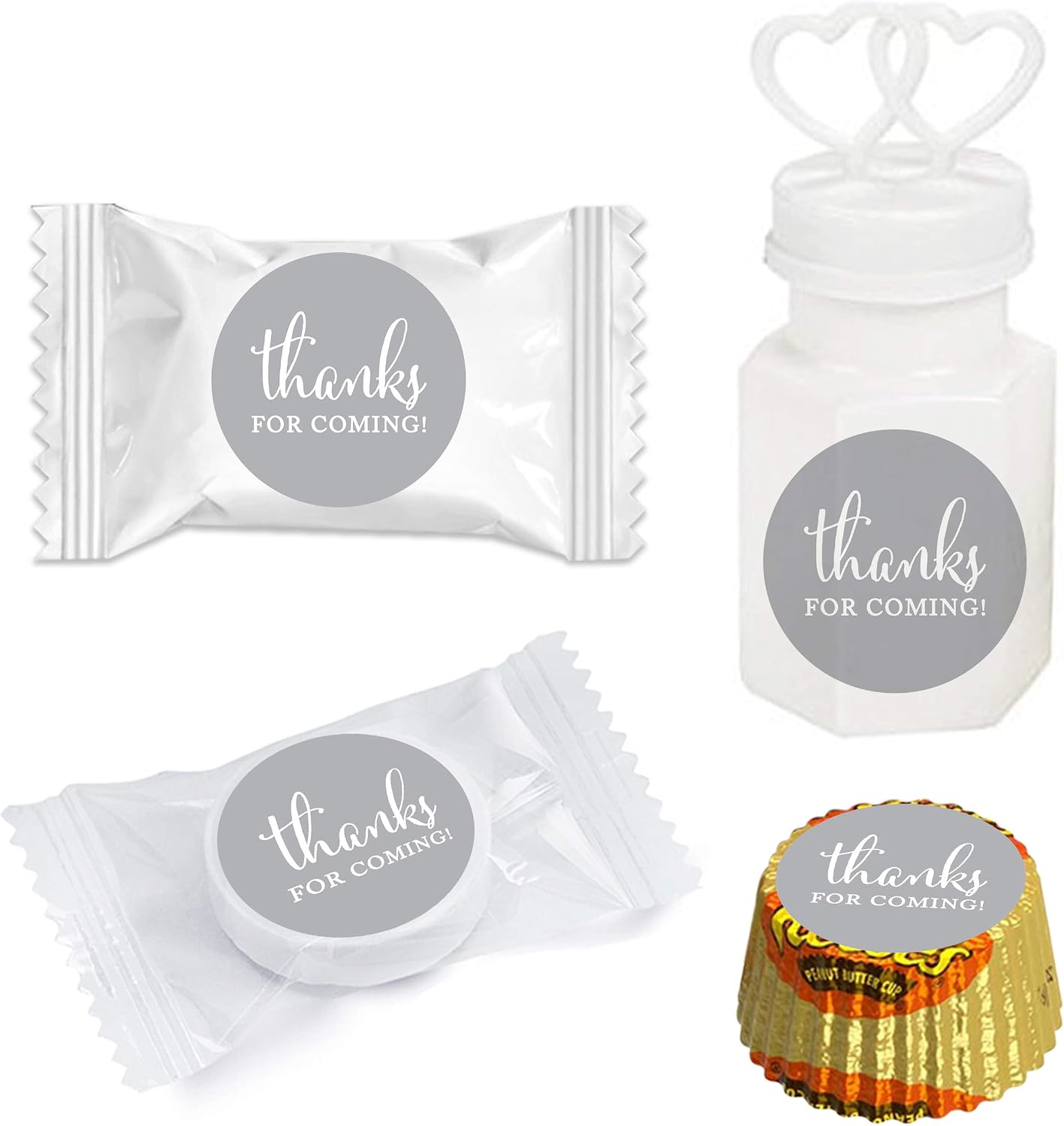 Andaz Press Chocolate Drop Labels Stickers, Thanks for Coming!, Gray, 216-Pack, for Wedding Birthday Party Baby Bridal Shower Kisses Party Favors Decor Envelope Seals