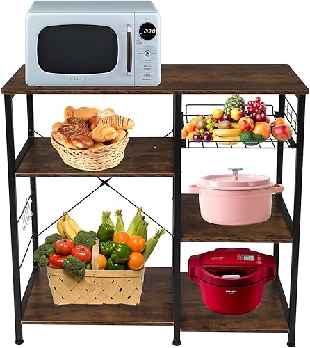 Estante de cocina para hornear y microondas con estantes ajustables para electrodomésticos, estante de almacenamiento de electrodomésticos de