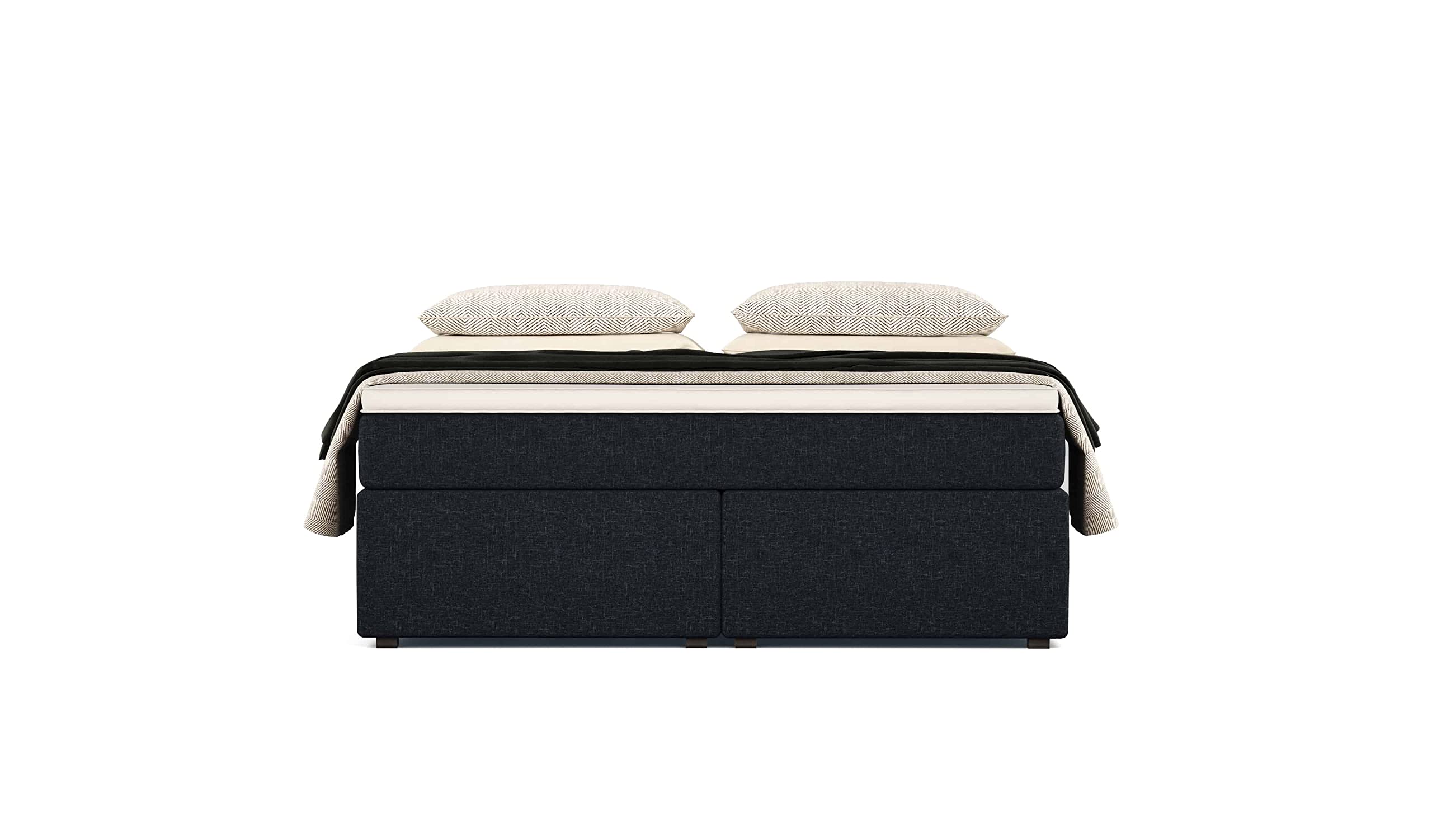 Betten Jumbo Headless King Boxspringbett | Blau | 200x200 | Härtegrad weich | inkl. Visco-Topper