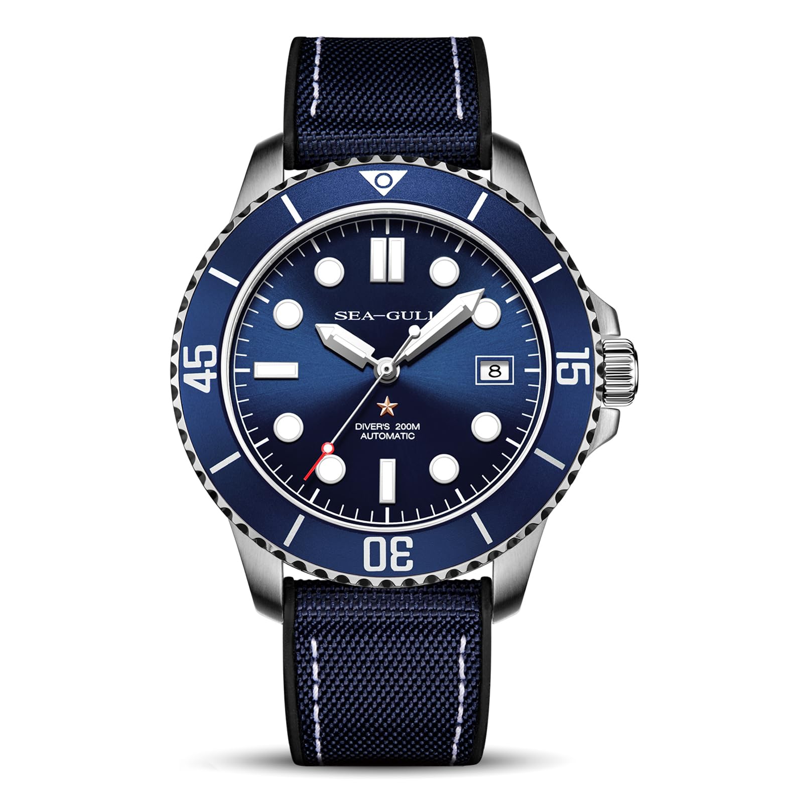 SEA-GULL Automatische mechanische Taucheruhr für Herren, 200 m, wasserdicht, Business-Kleid, leuchtender Kalender, Armbanduhren, 40 mm, Ozean-Serie 6204