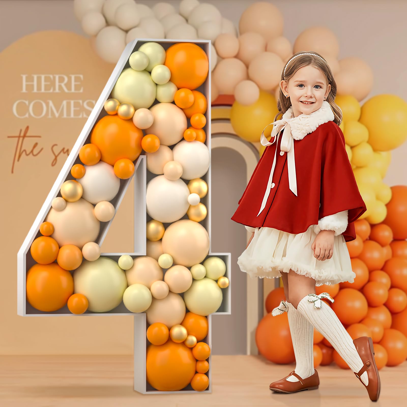 4FT Marquee Number, Mosaic Numbers for Balloons, Mosaic Balloon Frame, Marquee Number, Number 4 Balloon for 4th 24th 40th Birthday Decorations for Men
