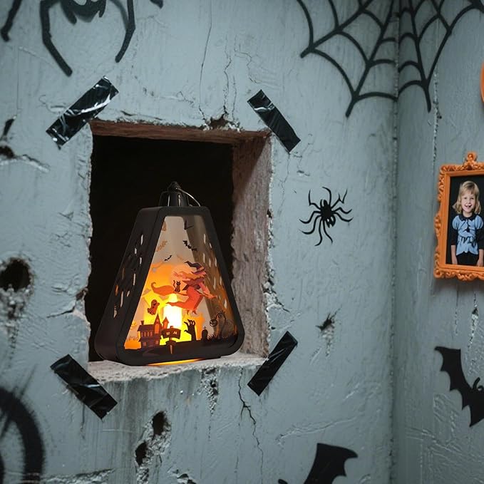 Jubilofex Halloween Lantern Lights | Home Witch Pumpkin Castle Lantern, Lamp Ornament Decorations Centerpieces voor Yard Garden Camping Porch Indoor Patio Backyard photo 2