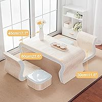 Vista 1 de Mesa de Centro Mesa de centro tejida de bambú para sala de estar, ventana de bahía, mesa baja clásica y elegante Tatami pequeña mesa de té