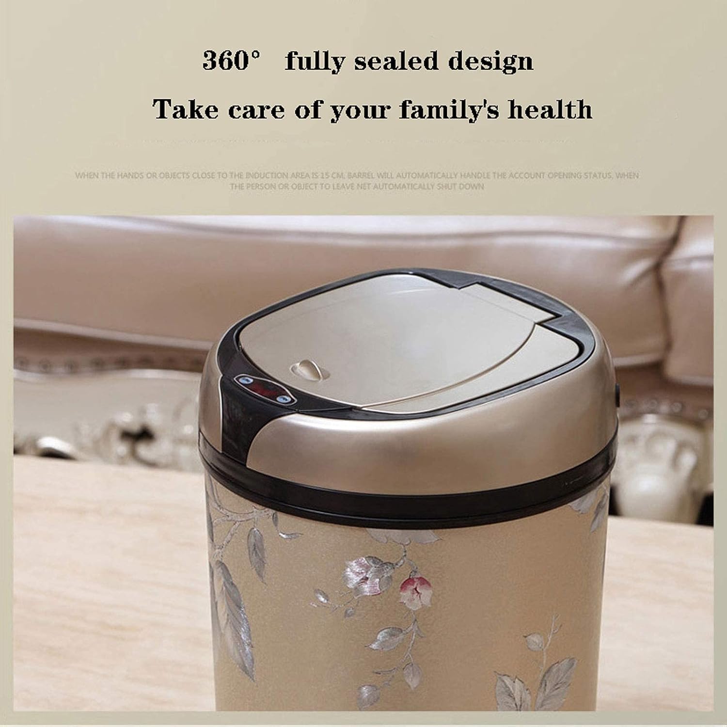 Trash Can Wastebasket Creative Household Trash Can with Lid Smart Trash Can Automatic Open Lid and Motion Sense Activated Garbage Bin Powered by Batteries (not Included) Garbage Can for Indoor (D 12L) image 2