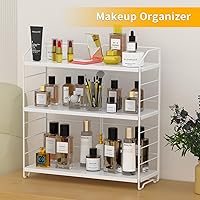 Vista 9 de Organizador de encimera de baño, organizador de mostrador de baño de 3 niveles, altura ajustable de 8 niveles, organizador de baño para cocina, sala