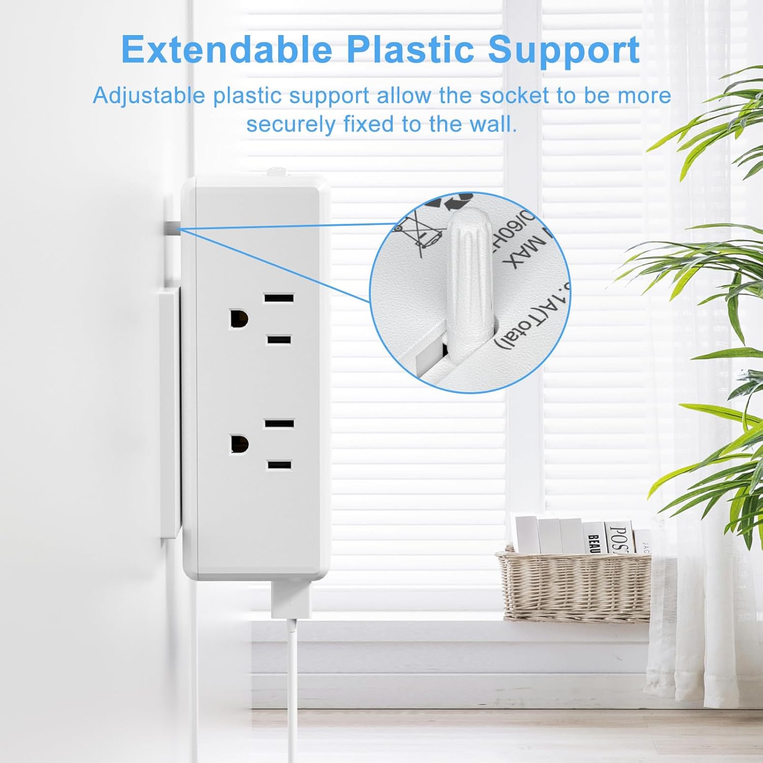Multi Plug Outlet Extender with 6 Outlets & 3 USB Ports - MKSENSE Surge Protector Outlet Plug Adapter, Multi Plug Wall Outlet, 3-Sided Spaced Design for Home Office Travel (White)