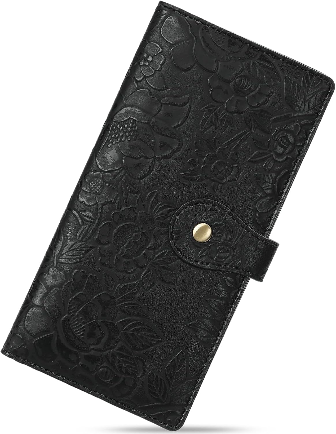 GAEKEAO Womens Wallet Slim Thin RFID Blocking Ladies Card Holder Floral Vegan Leather Long Bifold Clutch with Zipper Pocket