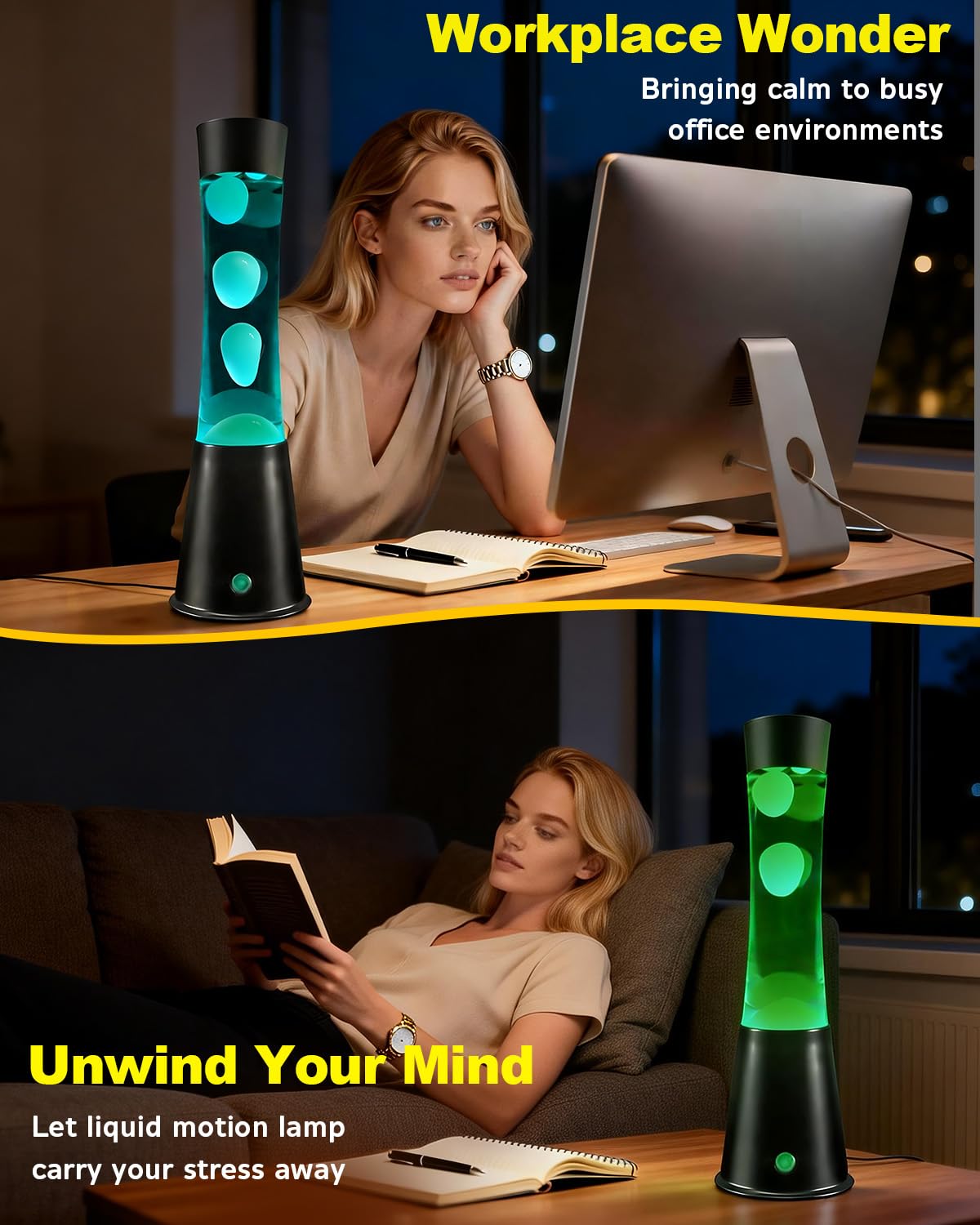 AONESY Große Lavalampen mit Fernbedienung 15.5 inch LED 17 Farbwechsel Timer