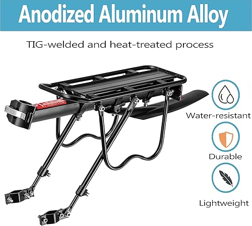 Miniatura 5 de Portabicicletas trasero,Portabicicletas de carga con guardabarros y gran tamaño reflectante,Bastidores traseros de bicicleta de montaña de