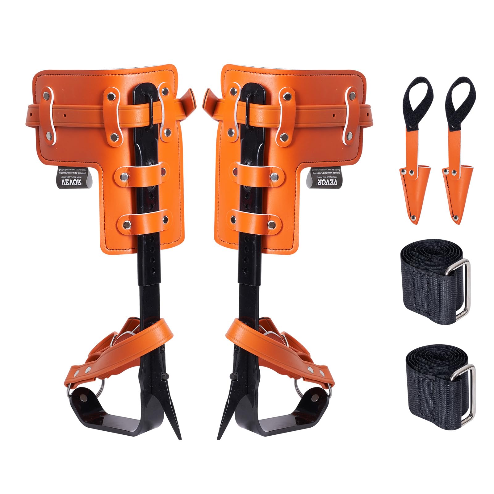 VEVOR Tree Climbing Spikes, 1 Pair Alloy Steel Climbing Spurs, 350lbs Load Capacity Tree Climbing Gear with Straps and Spike Protectors, for Climbers, Hunting, Fruit Picking