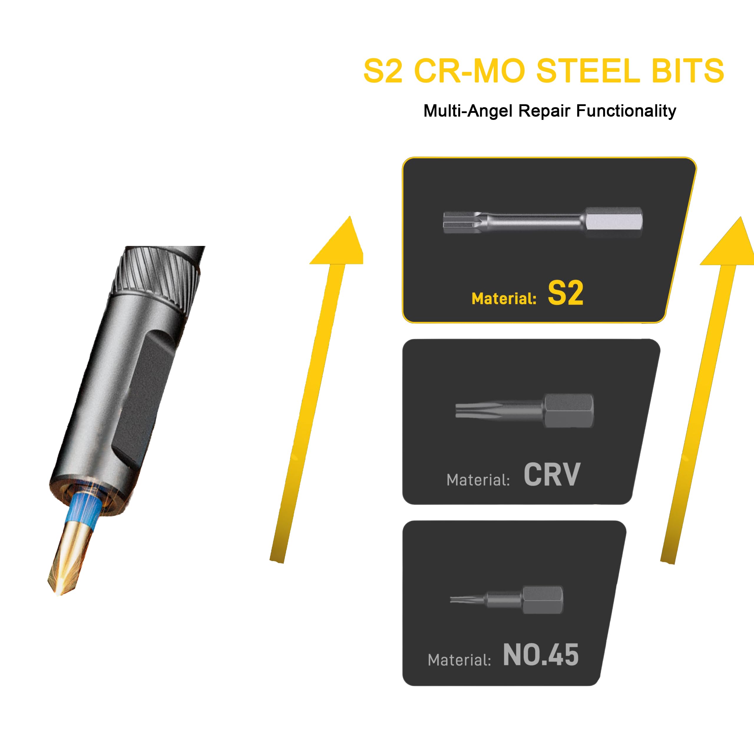 Set di cacciaviti magnetici a cricchetto con impugnatura a T, cacciavite a cricchetto multi-bit per elettronica, mobili, computer, biciclette e riparazioni fai da te (grigio)