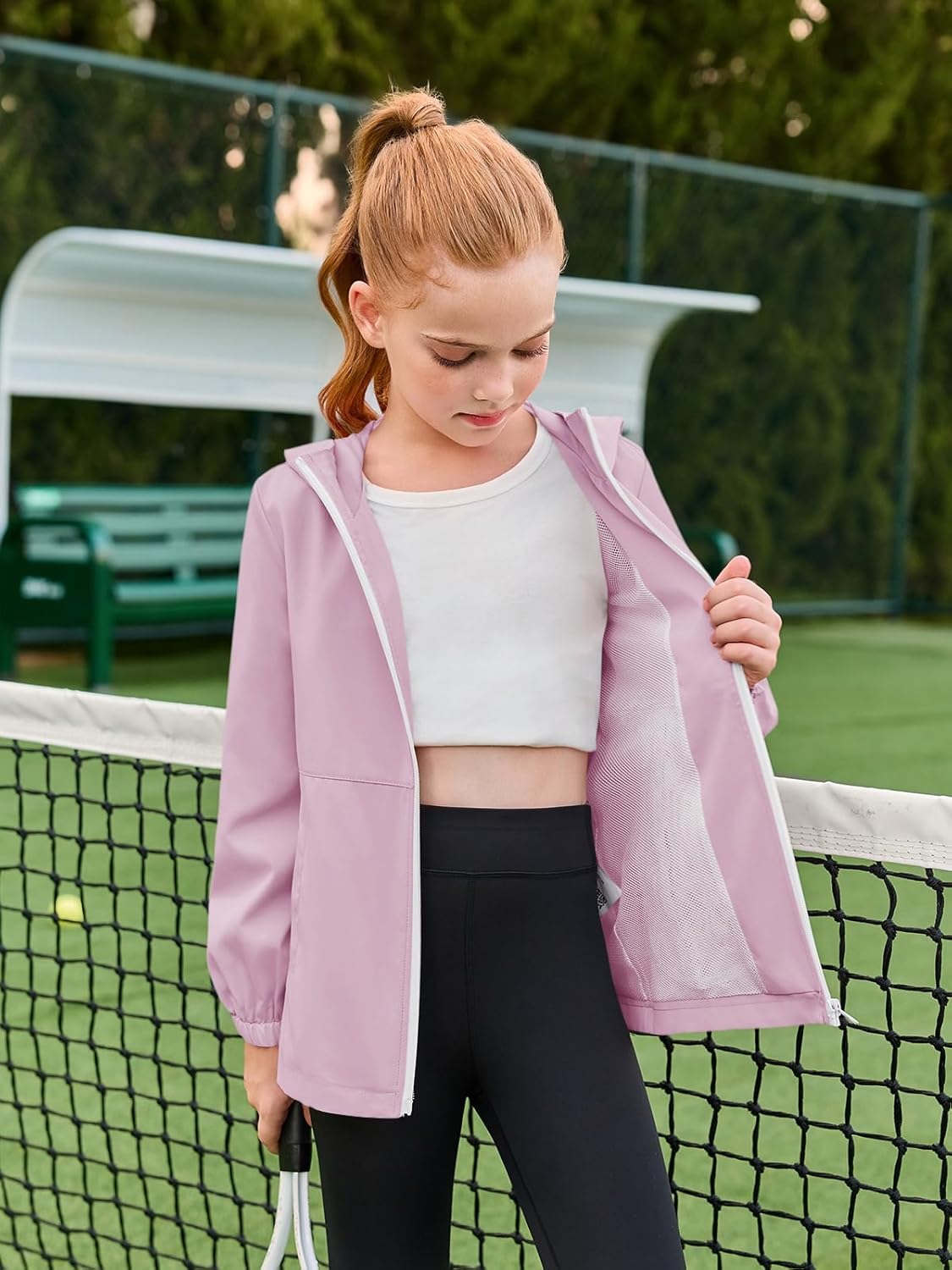 Haloumoning Girls Hooded Jackets Kids Waterproof Windbreaker Lightweight Rain Coats with Pockets 5-14 Years - Image 3