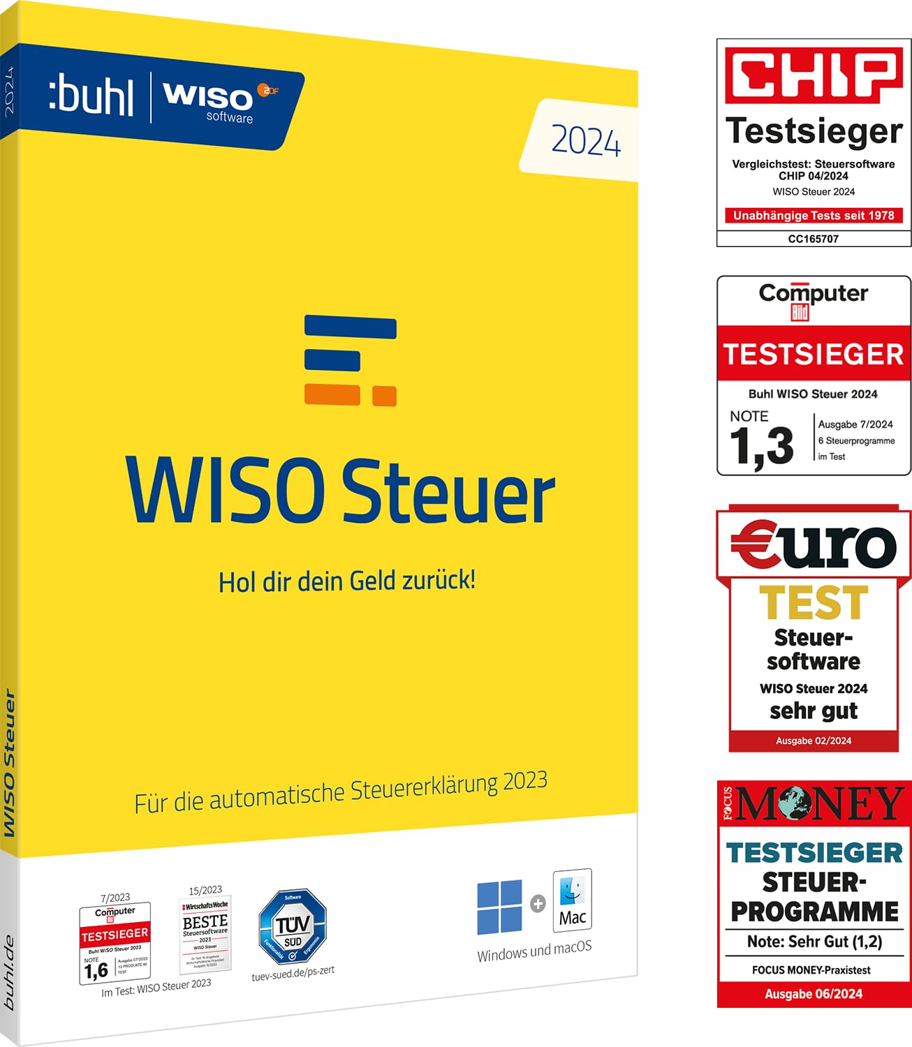 WISO Steuer 2024 (für Steuerjahr 2023), Für Windows, Mac, Smartphones und Tablets, Standardverpackung