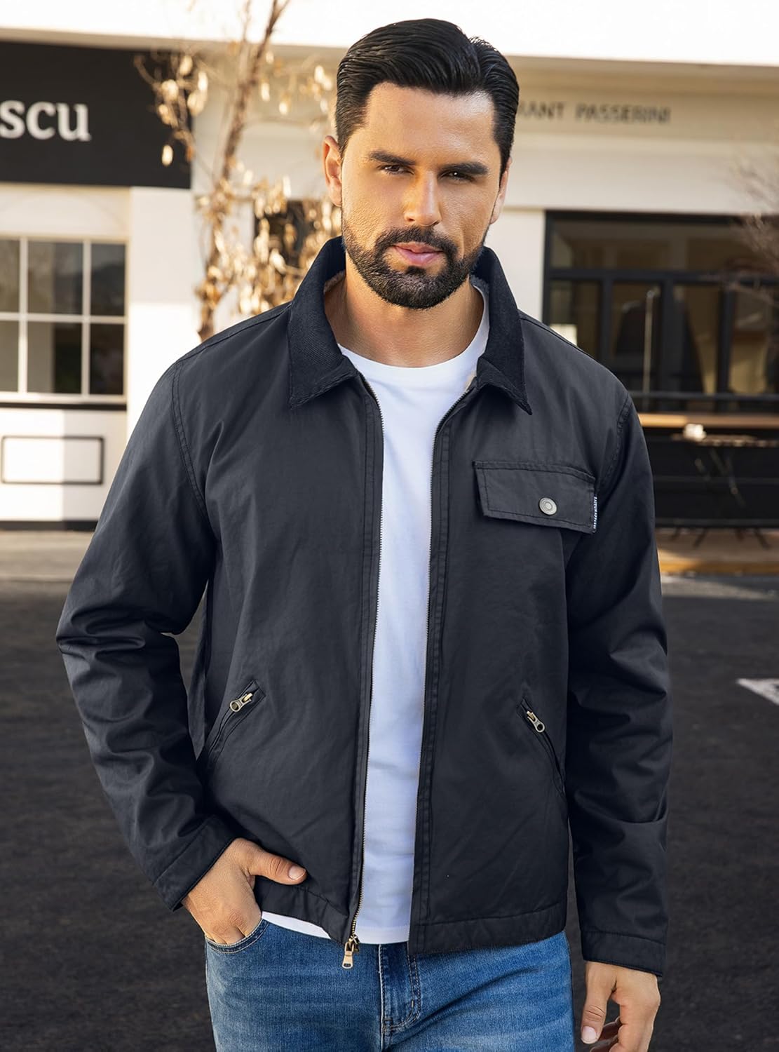 Zaitun Men's vintage jacket Winter Casual Warm Coat Fleece Lining Waterproof Outdoor Work Jacket - Image 4