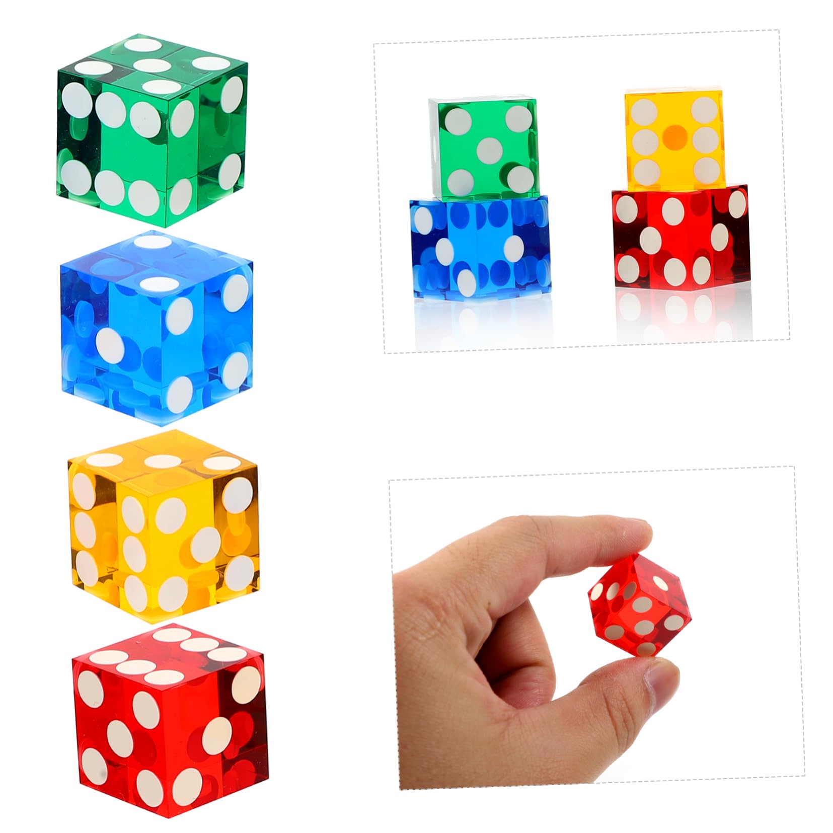 Abaodam Lot De 3 Dés De Précision en Acrylique À Pois Colorés Légers À Angle Droit pour Jeux De Divertissement 4 Pièces X 3