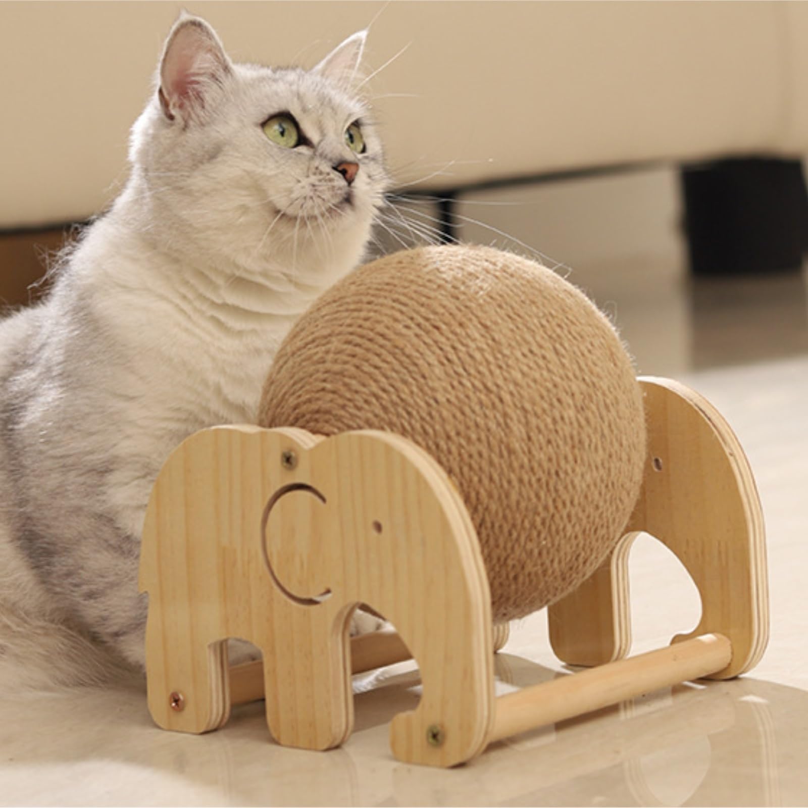 Tiragraffi Cartone per Gatti Tiragraffi for Gatti con Sfera Rotante in Sisal for Protezione Interattiva for Urniture Lounge(15.5cm)