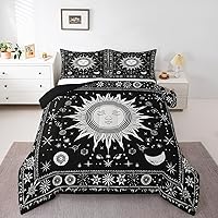 Vista 45 de Juego de ropa de cama de círculos geométricos, juego de edredón moderno retro con ojales para niños, niñas y adolescentes, decoración de rayas Gris