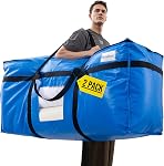 TAILI 69 Gallon Extra Large Sacs de rangement, XXL Sacs de déménagement à usage lourd bleu pour le rangement avec fenêtre visible, poignées d'enroulement autour, totes pour Space Sauvetage, alternative aux boîtes mobiles (2 Boîte)