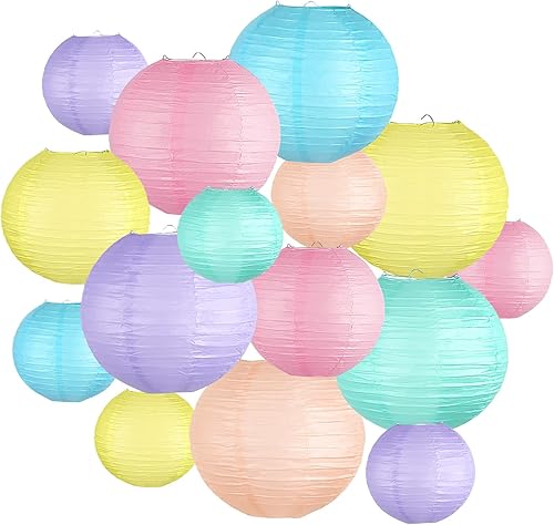 Faroles de papel pastel decorativos, decoración de aula, color macarrón, decoración de papel neón para decoración de fiesta de Pascua, baby shower,