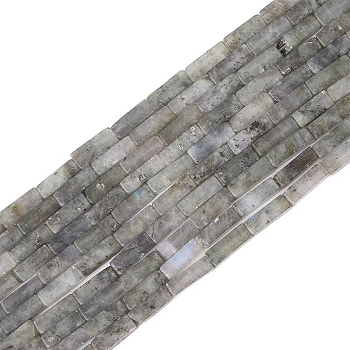 BEADIA - Cuentas de tubo de spectrolita natural rectangulares 4x13mm 40cmhebra de piedras para hacer joyas