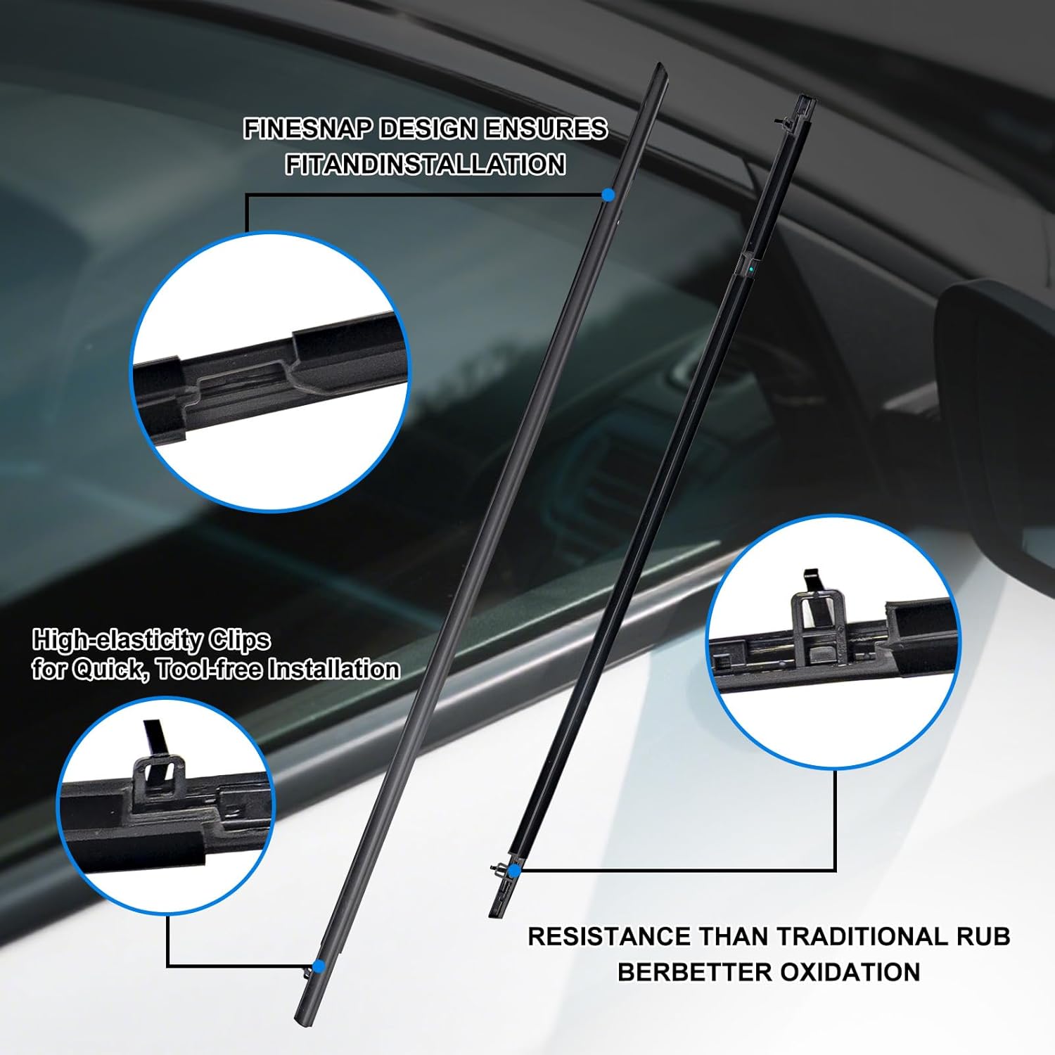 Window Molding Trim Seal for Honda Civic 2006-2011 Accessories, Outer Door Black Rubber Weather Stripping Belt, Replacement 72450-SNA-A01 (4PCS)