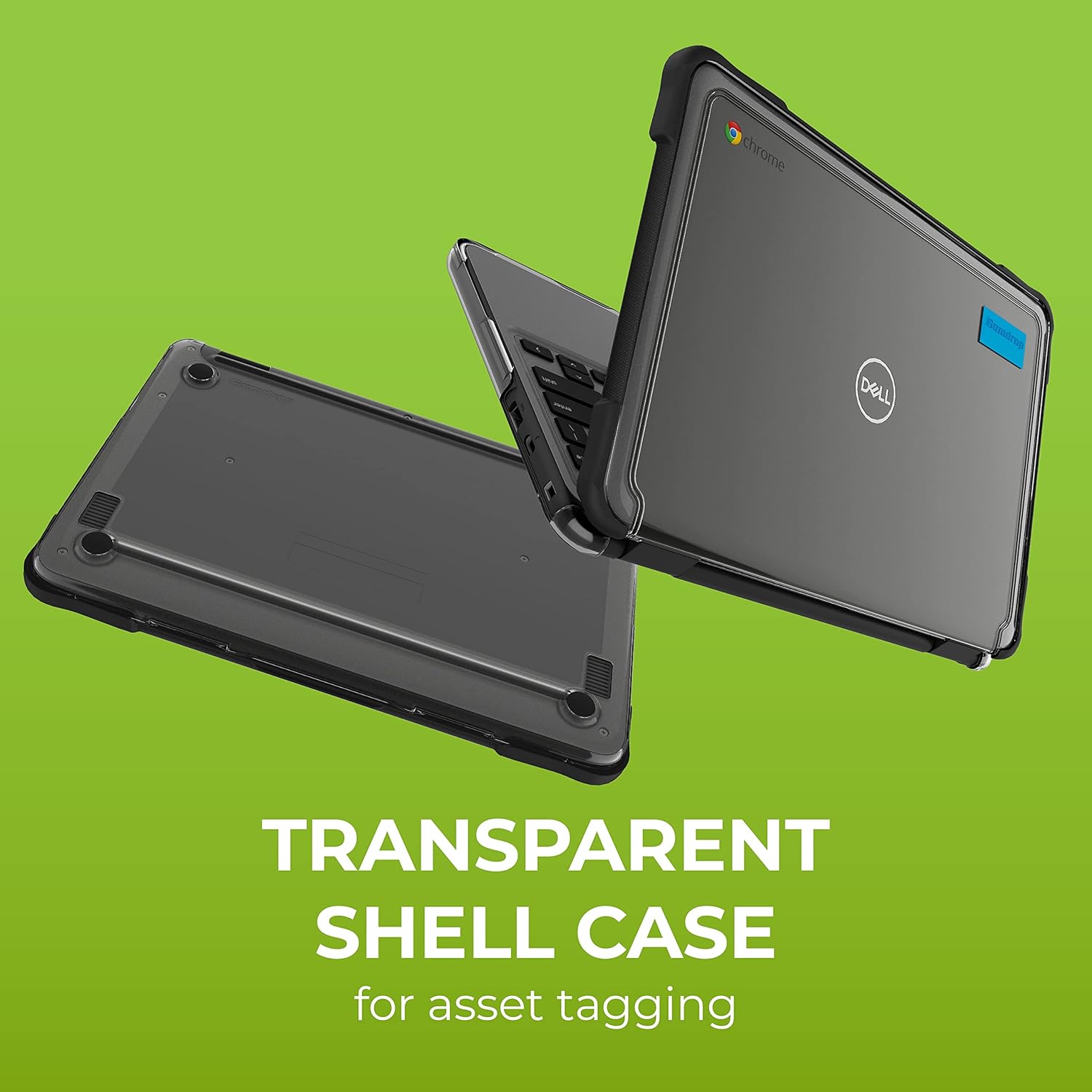Gumdrop SlimTech Custom Case Fits Dell Chromebook 3120 | 3110 | 3100 (Clamshell) Lightweight Protection Rubberized Thread on Sides Seamless Asset Tagging Embelishment Friendy for School or Work-Black