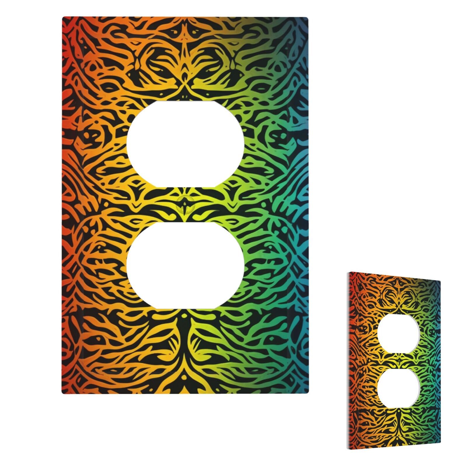 Rainbow Pattern Background Wall Plate Cover Duplex, Modern Decorative Light Switch Cover Unbreakable Receptacle Outlet Covers for Living Room Bedroom Decor