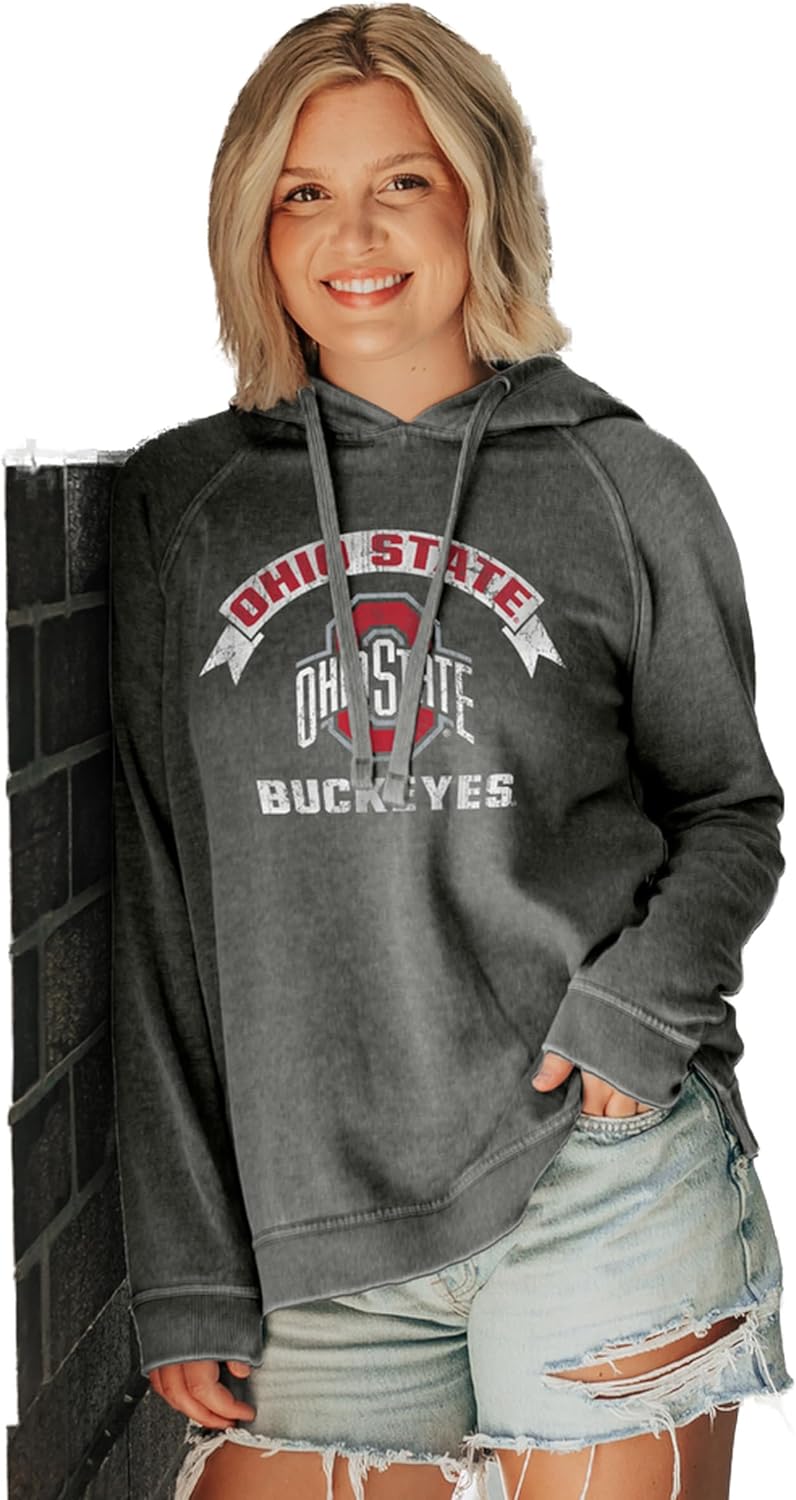 Blue 84 Women’s NCAA Officially Licensed Hooded Sweatshirt Burnout Vintage Scholar