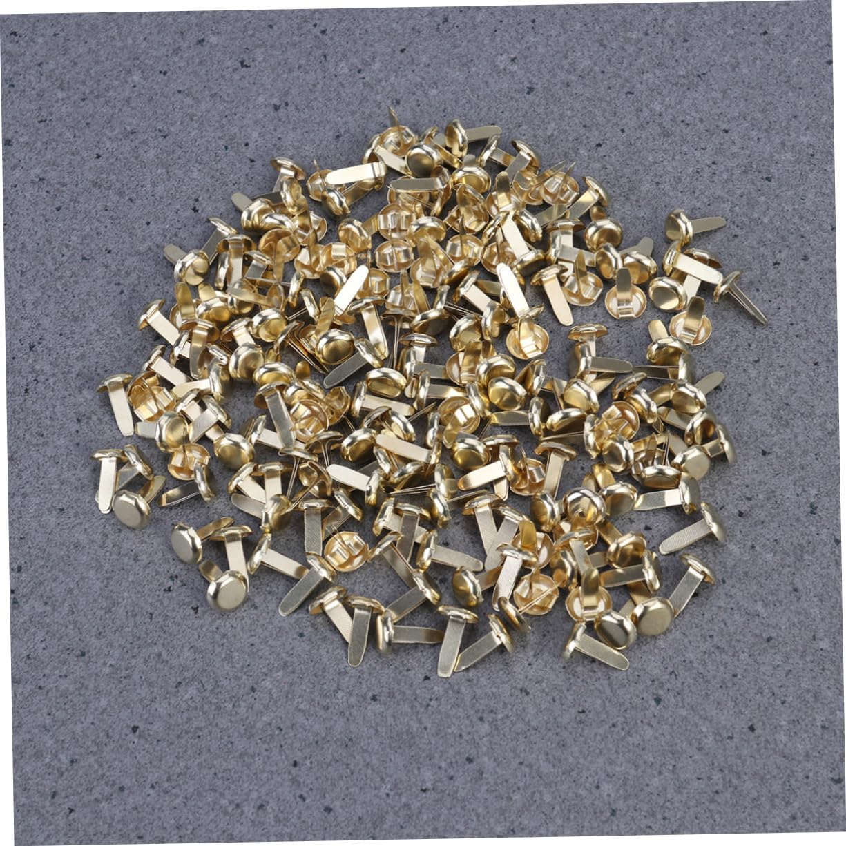COOLHIYA 200pcs Gold Brass Plated Round Metal Fasteners Brads for Paper Crafts Scrapbooking DIY with Portable Storage Box Anti-Rust Office Brads