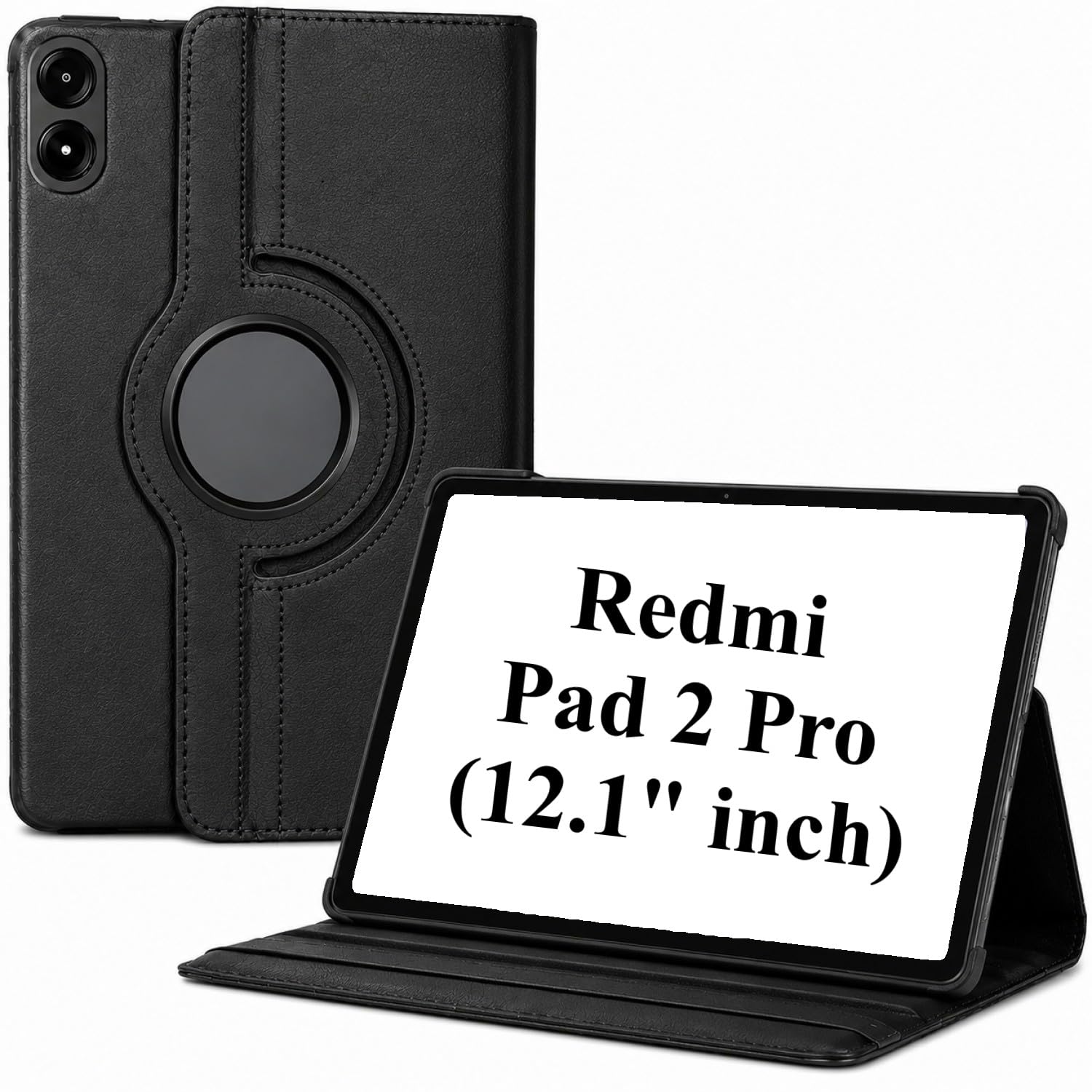 360 Degree Rotation Texture Leather Flip Cover for redmi pad 2 pro 5g Cover (12.1" inch) (Black)-image-31