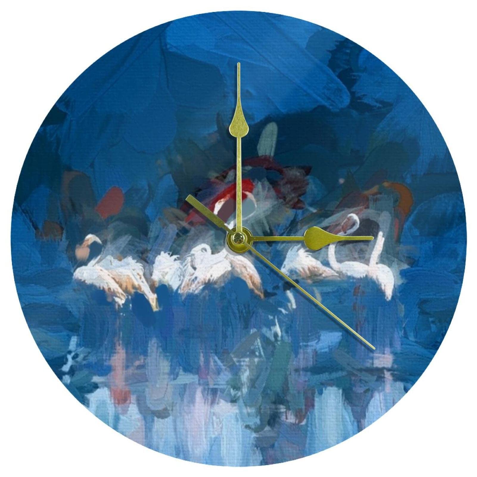 Horloge murale acrylique grue rouge 24 cm, peinture à l'huile artistique haut de gamme pour salon