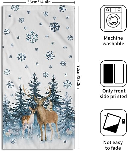 Miniatura 2 de Giwawa Toallas de mano de copo de nieve azul, bosque nevado, renos, cocina, paños de cocina de pino y baño, toalla decorativa para invierno y