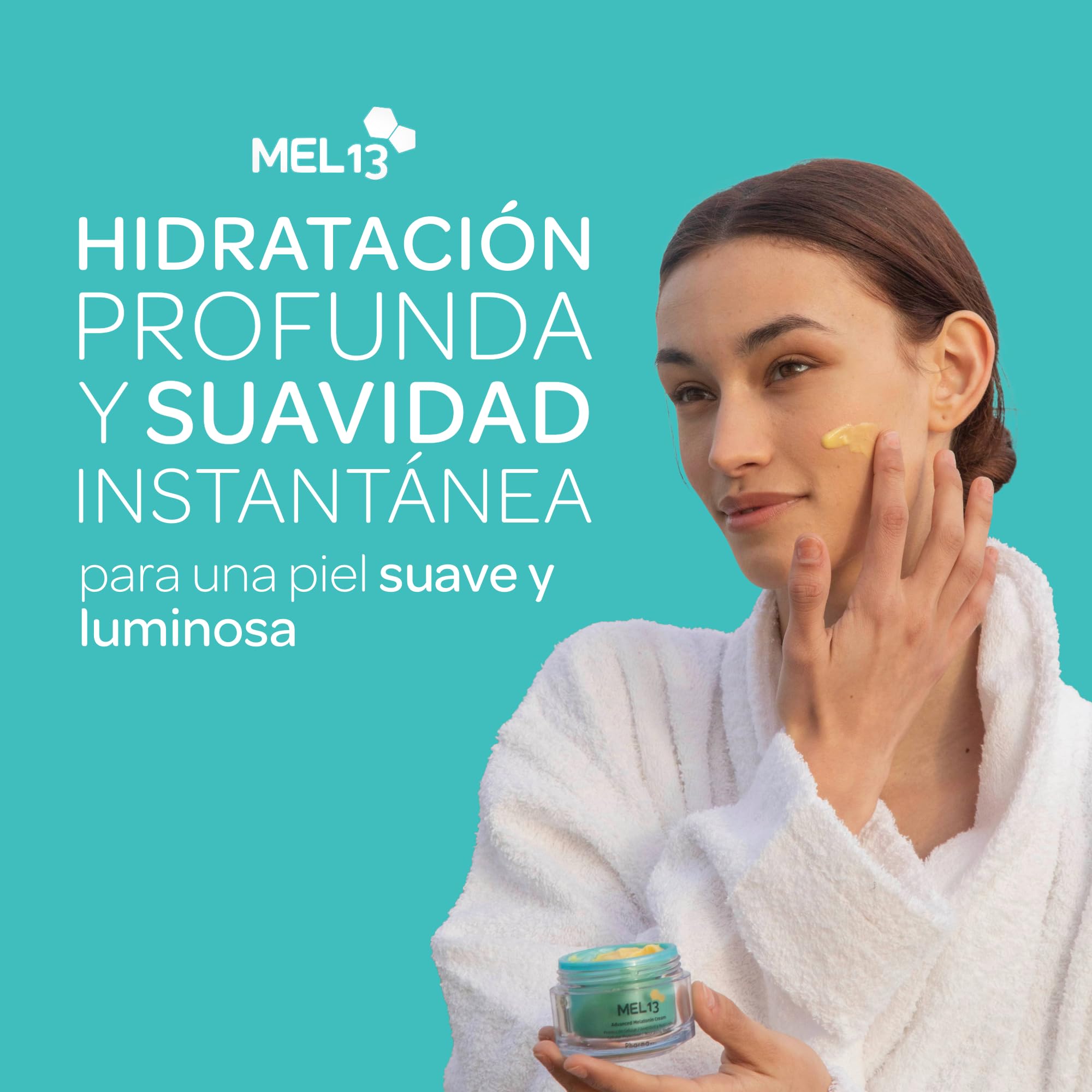 Crema Facial Mel13 Melatonina Coenzima Q10, 50 ml | Hidrata, Ilumina y Previene los Primeros Signos de la Edad Apta para Todo Tipo de Piel