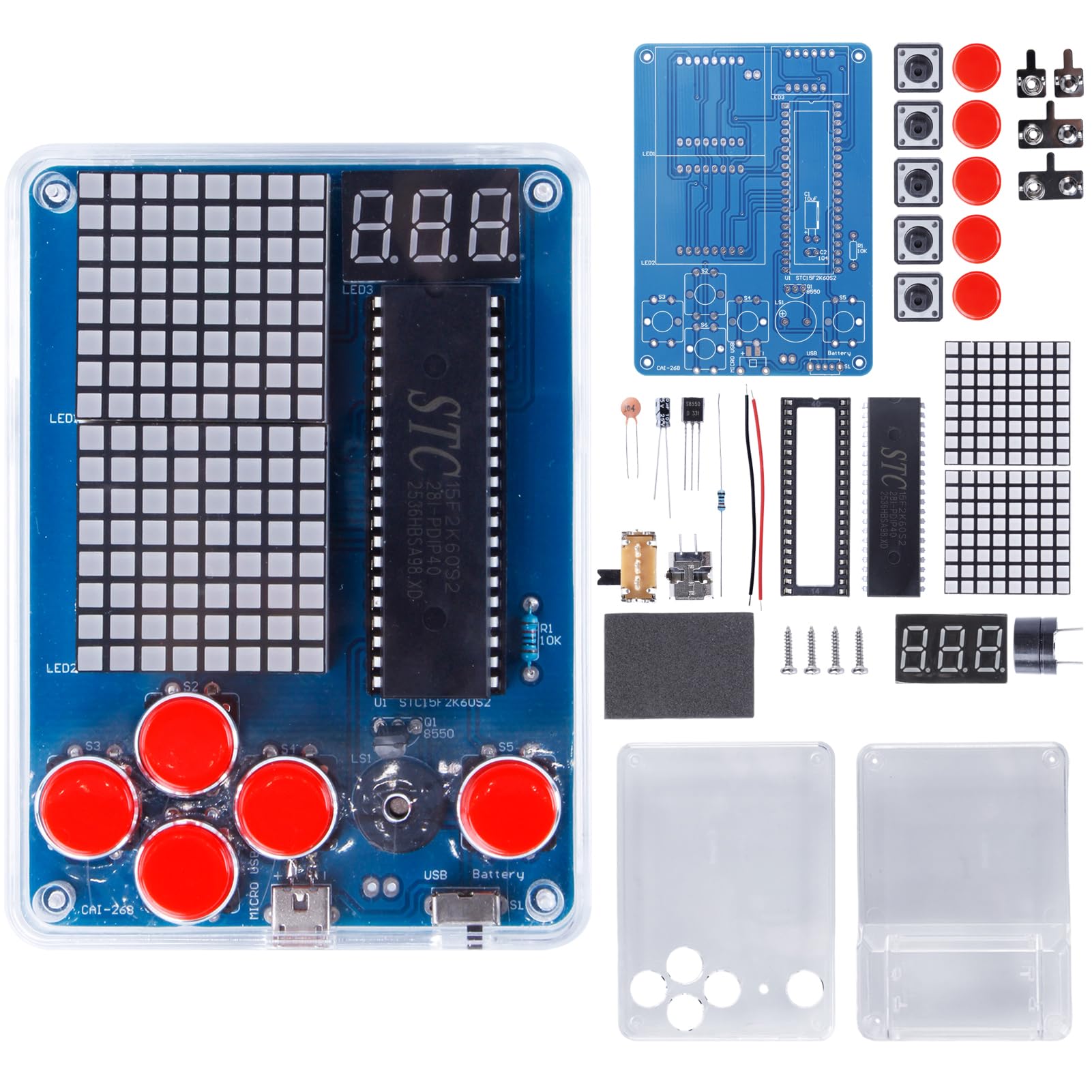Soldering Practice Kit - DIY Game Device Electronics Project with 4 Classic-Style Games - Beginner STEM Learning Kit for Teens丨Adults