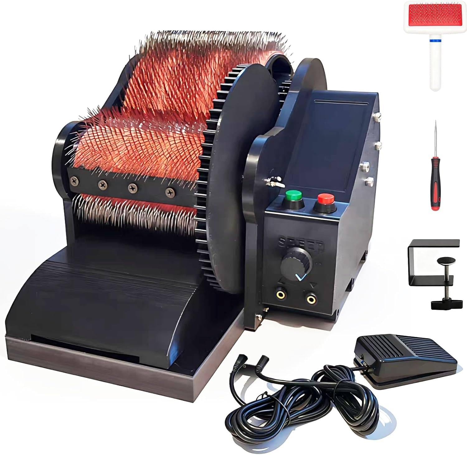 WYBYYDS Reversible Drum Carder with Dual Foot Pedals