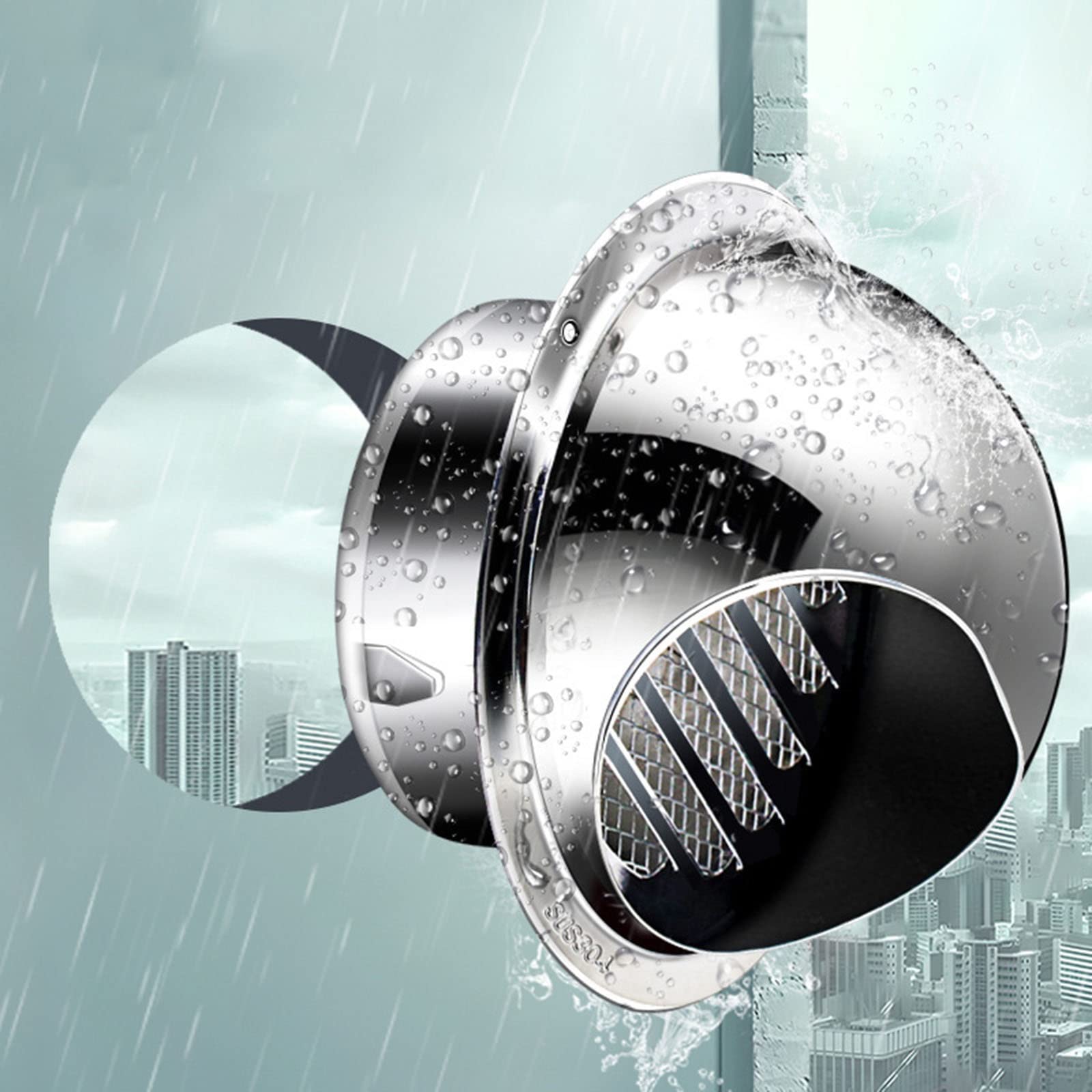 WORDFUN Grille De Hotte Intempéries, 200 250mm Grille D'aération en Acier Inoxydable, Grille D'aération De Salle De Bain, Sortie D’air Murale Ronde, avec Filet Couvercle