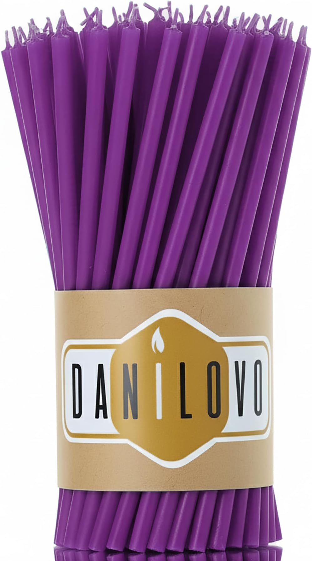 Danilovo Thin Taper Beeswax Candles - Honey-Scented, Decorative Candles Ideal for Birthday Decoration or Church Prayers - Purple Drip Free, Tall & Smokeless Pack of 50 pcs, 6.4 x 0.22 inch