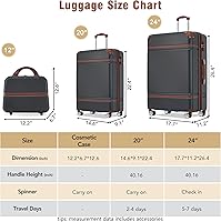 Vista 2 de Merax Equipaje, maleta extensible rígida con ruedas giratorias ligeras, Negro -, 40/48/52