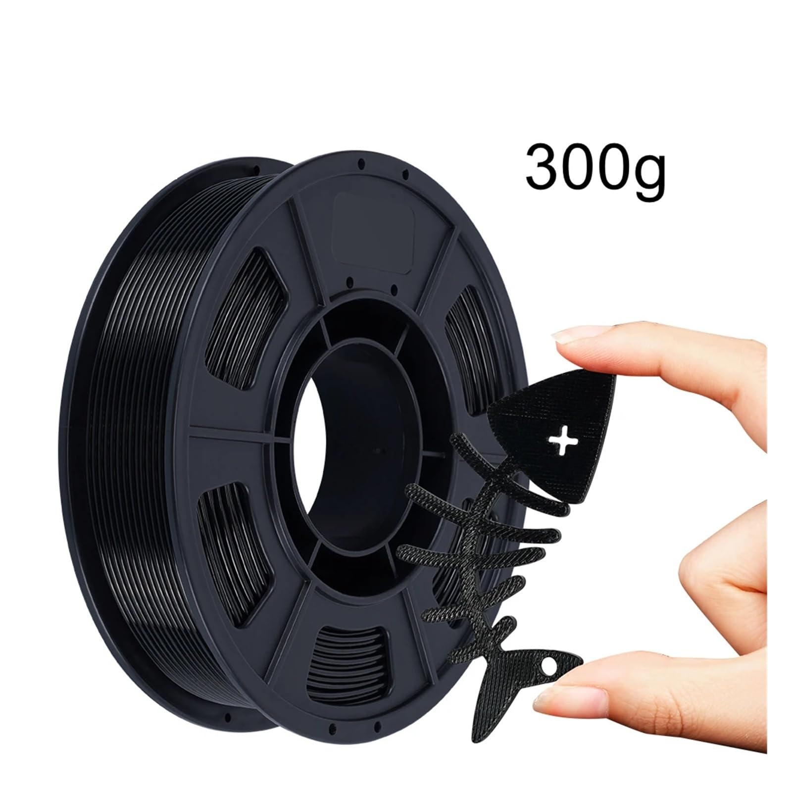 Filament 1,75 mm 0,3 kg flexibles 95A weiches 3D-Druckermaterial, 200 g 300 g Spule(TPU 300g Black)